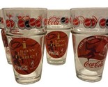 Anchor Hocking 1996 Retired 4 clear coca cola with Olympics Stickers gla... - $20.12