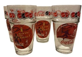 Anchor Hocking 1996 Retired 4 clear coca cola with Olympics Stickers gla... - $20.12