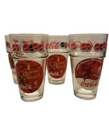 Anchor Hocking 1996 Retired 4 clear coca cola with Olympics Stickers gla... - £15.22 GBP