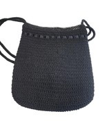 Frankie &amp; Johnnie Crochet Woven Bag Hobo Shoulder Handbag Black Double C... - £12.33 GBP