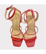 LULUS Faux Leather Leticiya Red Ankle-Strap High Heel Sandals Size 9 - £18.56 GBP
