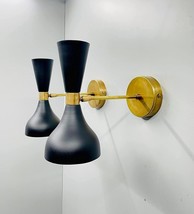 Italian Diabolo Wall Sconce Pair of 1950&#39;s Wall Lights Mid Century black color W - £69.71 GBP+