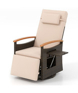 Patio Rattan 360° Swivel Recliner Chair with Adjustable Backrest and Foo... - $245.95