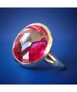 Vintage Deco Lab Created Ruby Solid 14k Rose Gold Bezel Set Engagement Ring - $1,895.25