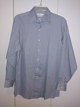 VAN HEUSEN MEN&#39;S LS BLUE/WHITE PINSTRIPE DRESS SHIRT-15.5 X 32/33-WORN O... - $9.49