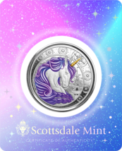 1 Oz Silver Coin 2023 Ghana 5 Cedis Unicorn Aurora Color  Purple #2000/2... - $490.00