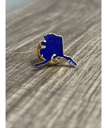 Vintage Alaska Shaped State Lapel Travel Hat Pin Gold Tone Blue Enamel NEW - $8.05 CAD
