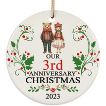 Bear Couple Our 3rd Anniversary 2023 Ornament Gift 3 Years Christmas Together - £11.57 GBP