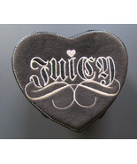 Juicy Couture Heart Makeup Jewelry Origami Case Black Velour Leather Vin... - £315.93 GBP