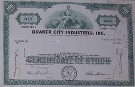 1 Quaker City Ind. Stock Certificate-1962 - Old Rare Vintage Scripophilly Bond - £31.13 GBP