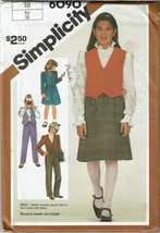 Simplicity Sewing Pattern 6090 Pants Vest Jacket School Uniform Girls Si... - $7.19