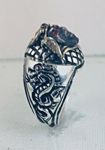 10k Samurai  Artisan Made  sterling silver Dragon ring - $89.10
