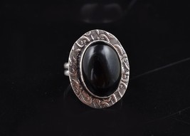 Rhodium Polished Handmade Oval Black Onyx Women Elegant Designer Ring Party Wear - £17.80 GBP+