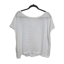 St. Tropez West XL White Boxy Linen Top Boat Neck Blouse Highlow Hem Shirt - £22.44 GBP