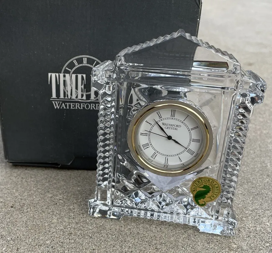 New Crystal 4.5” Grecian Table Clock NIB - £76.17 GBP