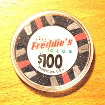(1) $100. Freddie&#39;s Club Casino Chip - Everett, Washington - $12.95