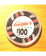 (1) $100. Freddie&#39;s Club Casino Chip - Everett, Washington - £10.19 GBP