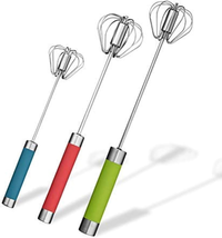 Stainless Steel Semi-Automatic Egg Whisk - 3PCS Hand Push Rotary Whisk B... - £11.92 GBP