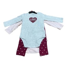 allbrand365 designer Infant Girls Bodysuit Pant 3 Piece Set, 9 Months, Pink Grey - £23.71 GBP