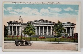 Philadelphia Pa Ridgeway Library, Broad And Christian Streets 1920 Postcard B3 - £5.56 GBP