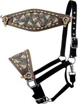 Showman Nylon Bronc Halter w/ Cow Skull Design Leather - $149.00