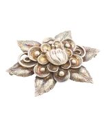 925 Sterling Silver Vintage Brooch Pin Carved Lotus Flower Blossom Motif... - $155.15