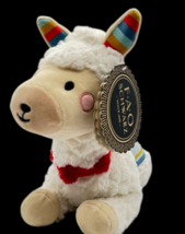 FAO Schwarz Llama Alpaca Plush 13" Lying Down Stuffed Animal Colorful Bl... - $9.46