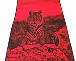 San Marcos Blanket Tiger Red Black 83 X 57 Plush Reversible Genuine Vtg - $79.15