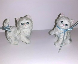 Vintage Set of Kitsch White Blue Eyed Persian Kittens Kitty Cats 3&quot; Porcelain - £9.57 GBP