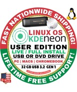 KDE NEON LINUX OS / USER EDITION / BOOTABLE USB/DVD LIVE FLASH PEN-DRIVE - $186.88 MXN