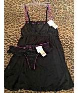 Affinitas G. Grace Babydoll chemise w/ matching thong  panty black/viole... - $444.00 MXN
