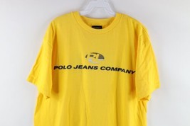 NOS Vtg 90s Ralph Lauren Mens Large Spell Out Striped Center Logo T-Shirt Yellow - £54.55 GBP