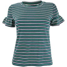 MSRP $45 Maison Jules Women&#39;s Striped Smocked-Sleeve Knit Top Green Size... - $20.79