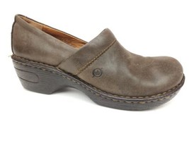 Born Size 8.5 M Brown Wedge Heel Clog Shoes Leather Women W61927 - £23.44 GBP