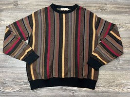 Vintage Norm Thompson Textured Stripe Knit Sweater Coogi Style Mens Larg... - $44.55