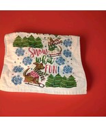 Hand Towel Dogs On Sleds &quot;Snow What Fun&quot; Christmas Decor Kitchen Bathroo... - £12.47 GBP