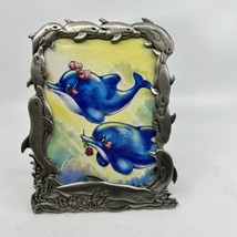 Vtg. Raj 2000 Picture Frame Metal Pewter Ocean Life~ Dolphins~Whales 8” - £16.33 GBP