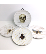 4 Harvest Green Side Plates Halloween Gothic Skeleton Beetle Spider Skull - $36.49 CAD