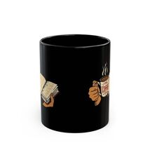 Black Ceramic Coffee Mug with Book Illustration – Gift for Book Lovers   - $17.20