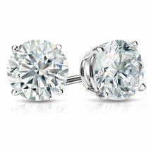 1.05 Ct Created Round Cut Stud Earrings Screw back Pierced 14K White Gold Gift - £44.38 GBP