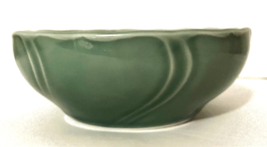 Vintage Japanese Art Pottery Bowl Green Satin Glaze 2&quot;H, 5&quot;W Marked - $15.29