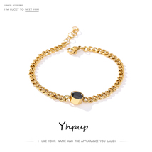 Yhpup Fashion Stainless Steel Chain Bangle Bracelet Crystal Metal Texture Jewelr - £9.60 GBP