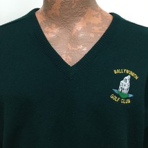 Ballybunion Golf Club Green Lambswool V-Neck Sweater 44 Vintage Ireland - £35.71 GBP