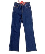 NYDJ Tummy Tuck Jeans Bootcut Rhinestone Embellished Dark Wash SZ 8 NWT - £80.27 GBP