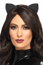Catwoman Inspired Glitter Vinyl Black Cat Ears - £14.94 GBP