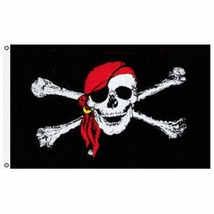 4x6 Jolly Roger Pirate Red Bandann Skull Crossbones Flag 4x6 Banner - £15.35 GBP