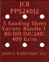 JCB PPS240J2 - 80/100/150/240/400 Grits - 5 Sandpaper Variety Bundle I - £3.98 GBP