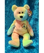 TY Beanie Baby &quot;PEACE&quot; 1996 Pastel Tie Dye Bear W/ Tags Plush Doll Toy - $114.03 MXN