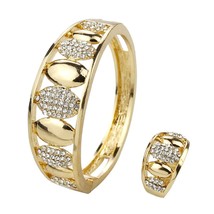 Sunspicems Gold Color Africa Morocco Round Style Bijoux Crystal Bangle Cuff Brac - £18.86 GBP