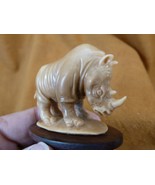 tb-rhino-1) tan rhino Rhinoceros Tagua NUT palm figurine /base Bali love... - €41,39 EUR
